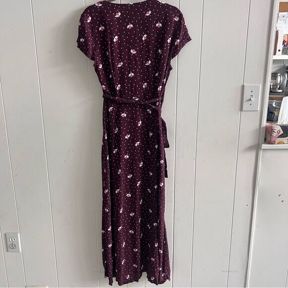 & Other Stories Women's Maroon Floral Wrap V-Neck Dress - Picture 5 of 13